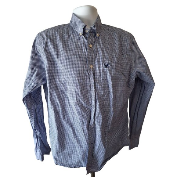 American Eagle Outfitters Classic Fit Gingham Shirt Mens Blue White Medium - Picture 1 of 7